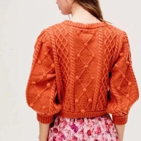 For Love & Lemons Florentina Sweater Ginger Cable Knit Size S NWT Cozy Fall - Picture 3 of 10
